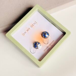 Royal Cobalt Filigree Drop Earrings | Free Display Frame & Premium Quality