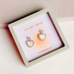 Moonlight Opal Heart Studs | Includes FREE 3D Floating Display Frame