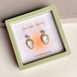 Serene Teardrop Halo Studs | Includes FREE 3D Floating Display Frame