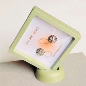 Vintage Silver Flower Drop Earrings - Premium Quality + Free Display Frame
