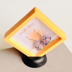 Handcrafted Pastel Bead Jhumka Earrings - Premium Quality + Free Display Frame