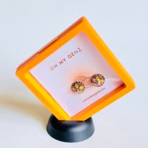Yellow Daisy Floral Pearl Drop Earrings - Premium Quality + Free Display Frame