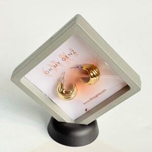 Luxury Gold Ribbed Chunky Hoop Earrings - Tarnish-Resistant Premium Quality + Free Display Frame