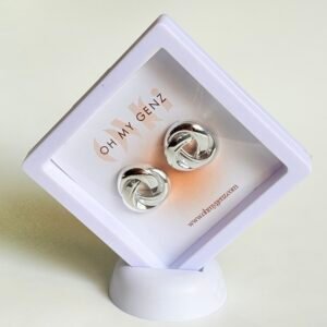Timeless Silver Love Knot Stud Earrings - Minimalist Geometric Design + Free Premium Display Box