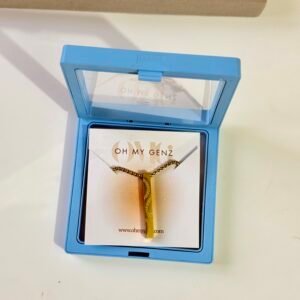 Men’s Gold Greek Key Engraved Square Bar – Stainless Steel Anti-Tarnish Pendant