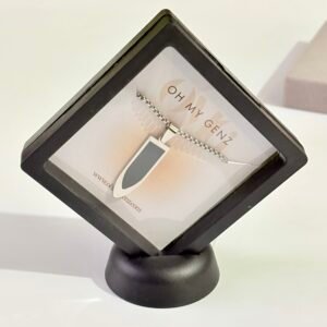 Men’s Urban Arrowhead Pendant – Black Enamel & Silver Stainless Steel Anti-Tarnish Necklace