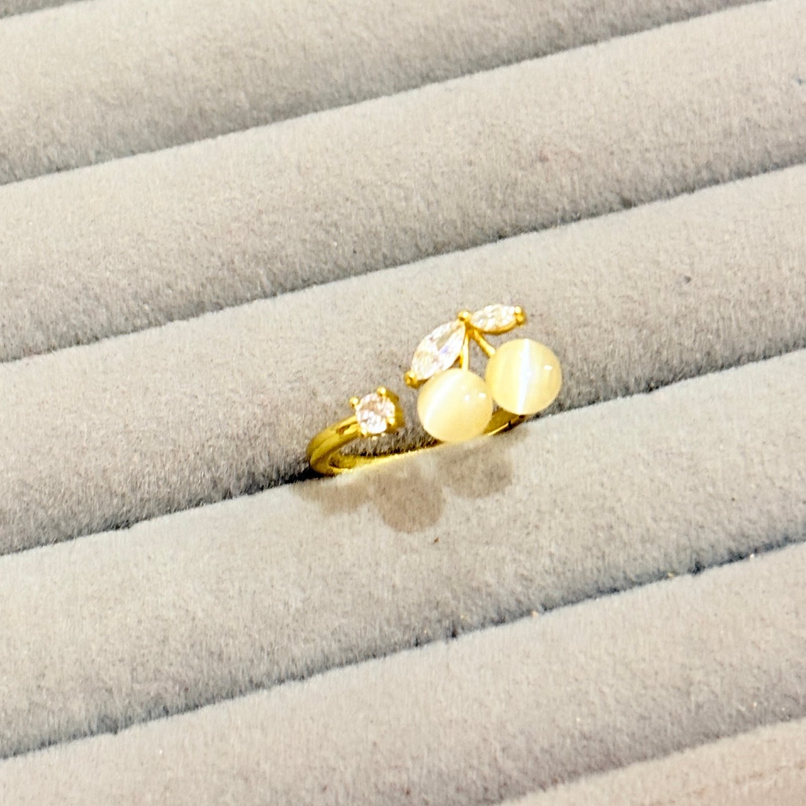 Sweet Cherry Cat’s Eye Anti-Tarnish Adjustable Ring - Image 2