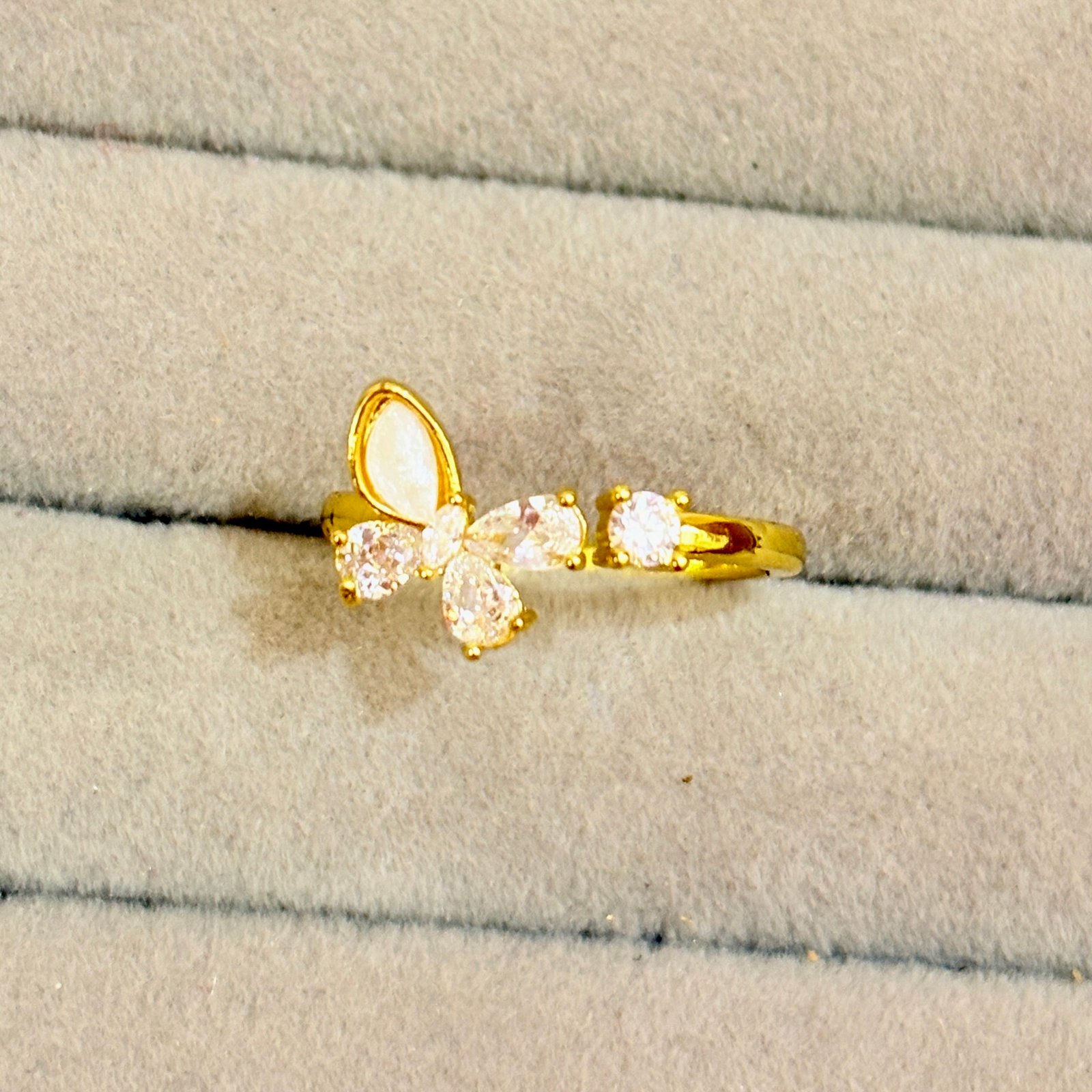 Ethereal Butterfly Opal & Crystal Anti-Tarnish Ring