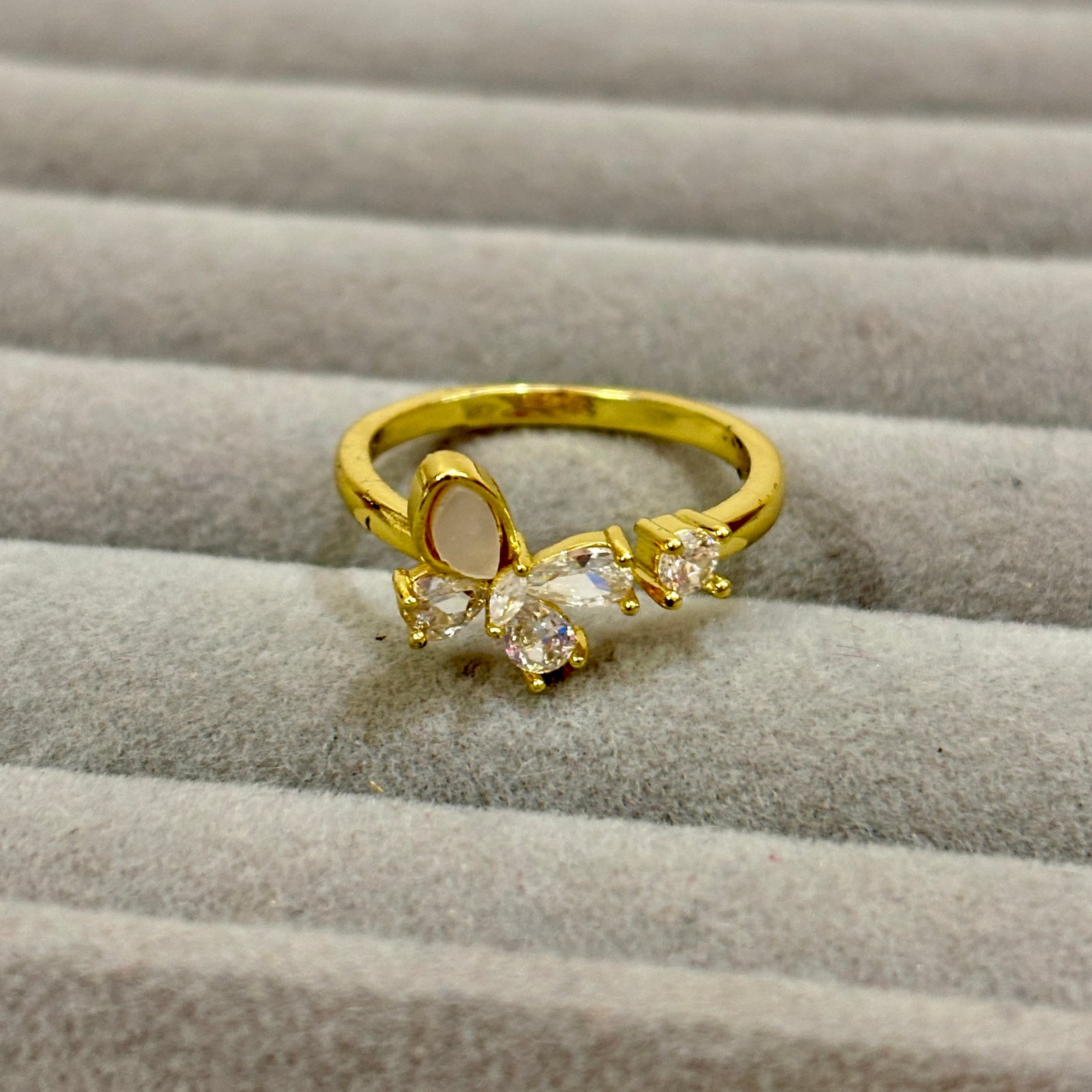 Ethereal Butterfly Opal & Crystal Anti-Tarnish Ring - Image 2