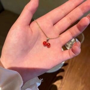 Sweet Glazed Cherry Anti-Tarnish Pendant Necklace