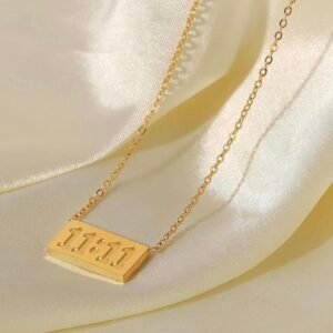 11:11 Manifestation Necklace for Success | High-Quality Gold Bar Angel Number Pendant