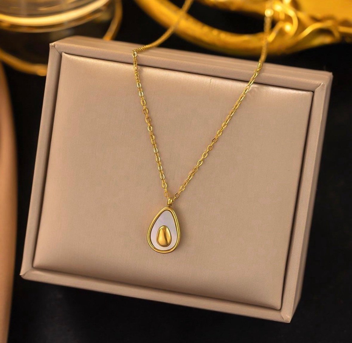 Golden Avocado Shell Anti-Tarnish Necklace - Image 5