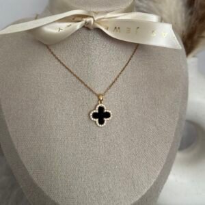 Midnight Black Double-Sided Clover Anti-Tarnish Necklace