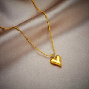 Viral Liquid Gold Puffed Heart Anti-Tarnish Necklace