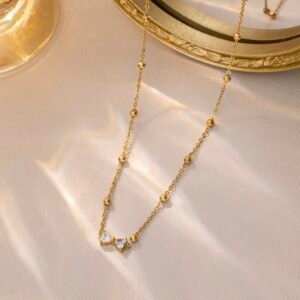 Dainty Crystal Bow Beaded Anti-Tarnish Necklace