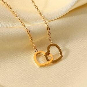 Interlocking Double Heart Anti-Tarnish Necklace