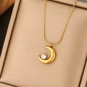 Golden Moonlight Crescent Anti-Tarnish Necklace