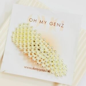 That Girl Aesthetic Wavy Beaded Cream Hair Barrette