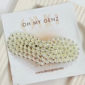 Soft Girl Cream Mesh Heart Alligator Clip