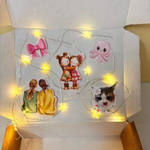 Add bestie stickers + lights to your hamper