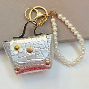 Silver Croc & Floral Coin Pouch Bag Charm