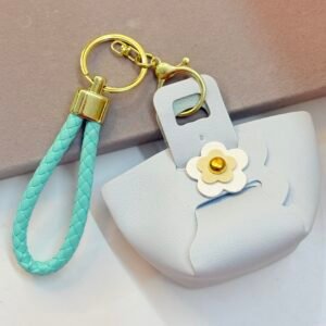 Mint Braid & Flower Pouch  Bag Charm