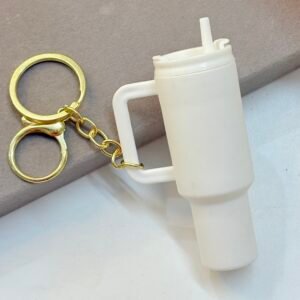 Minimalist White Tumbler Keychain
