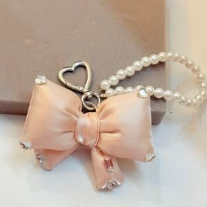 Pearl-Embellished Satin Cushion Bow Charm