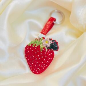 Sparkling Strawberry Crystal Bag Charm