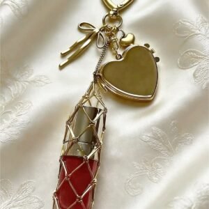 Chic Gold-Mesh Lipstick Holder Bag Charm