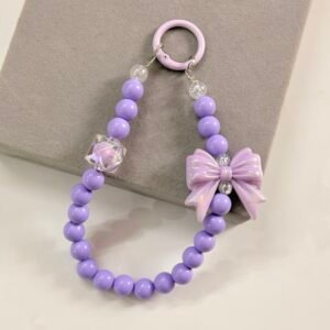 Iridescent Bow & Purple Bead Charm