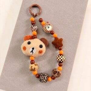 Teddy Bear & Animal Print Plush Keychain and Phone Charm