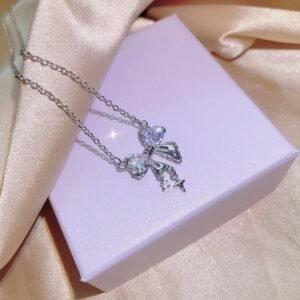 Y2k Bow Heart Star Drop Necklace