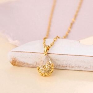 Water Drop Floral Base Pendant Necklace