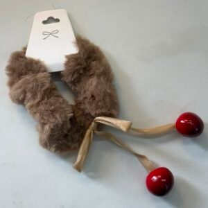 BROWN FUR CHERRY SCRUNCHIE