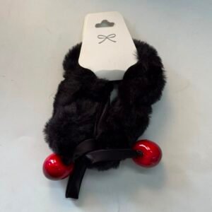 BLACK FUR CHERRY SCRUNCHIE