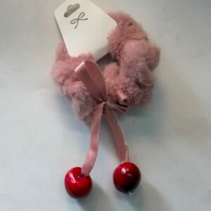 PINK FUR CHERRY SCRUNCHIE