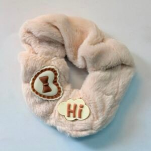 BEIGE FUR BOW SCRUNCHIE