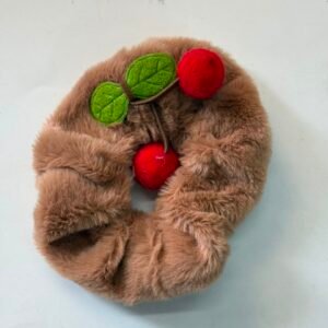 BROWN FUR CHERRY SCRUNCHIE