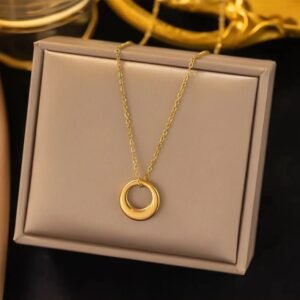 Golden Eternity Circle Pendant Necklace