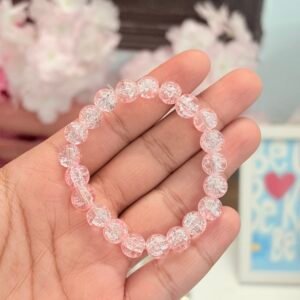Blush Pink Crackle Quartz Beaded Bracelet