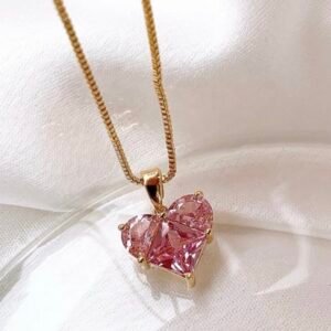 Blush Pink Composite Heart Pendant Necklace