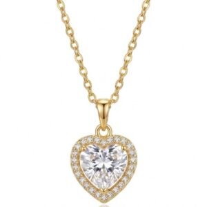 Crystal Heart Halo Pendant Necklace
