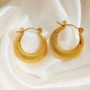 Sculpted Dot Gold Anti Tarnish Hoops