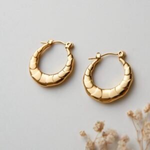 Golden Wave Crescent Anti Tarnish Earrings
