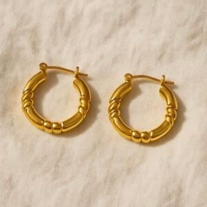 Vintage Ribbed Ring Anti Tarnish Hoops