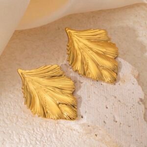 Textured Leaf Anti-Tarnish Earrings