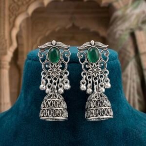 Mayurakshi Green Stone Jhumkas