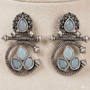 Chandramukhi Aqua Stone Studs