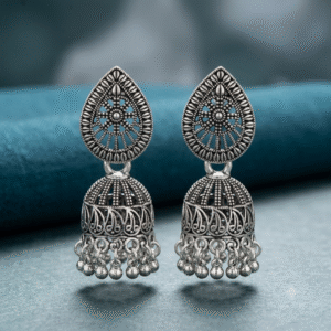 Anaya Teardrop Silver Jhumkis